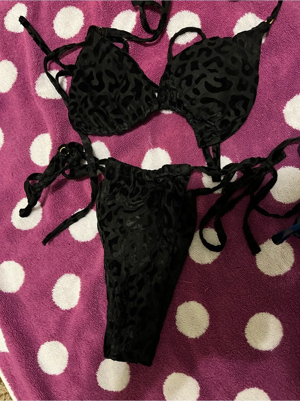 Leopard Print Triangle Bikini Set - Multiple Colors